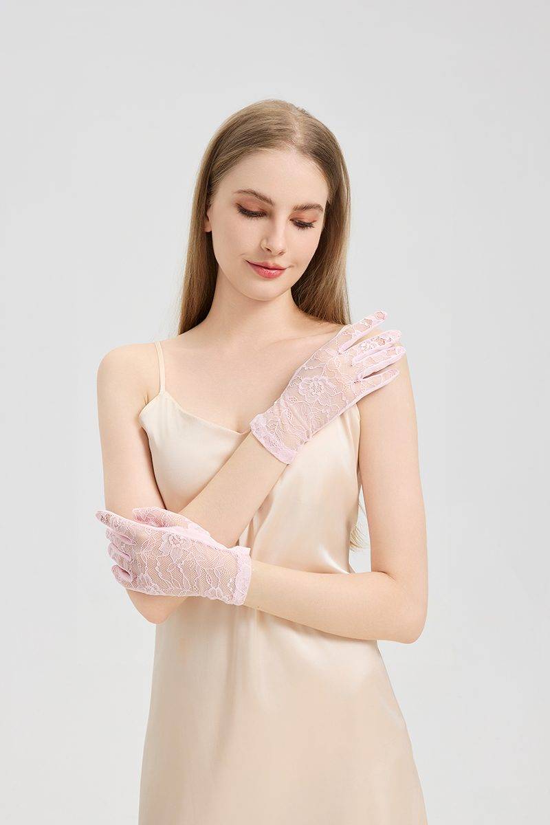 Wrist-Length Lace Gloves for Women