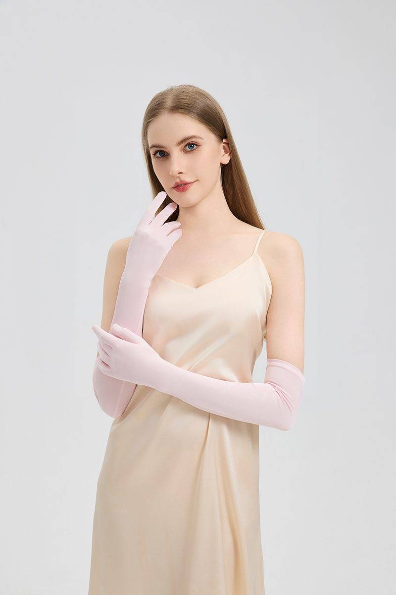 Elbow-Length Silk Gloves for Women